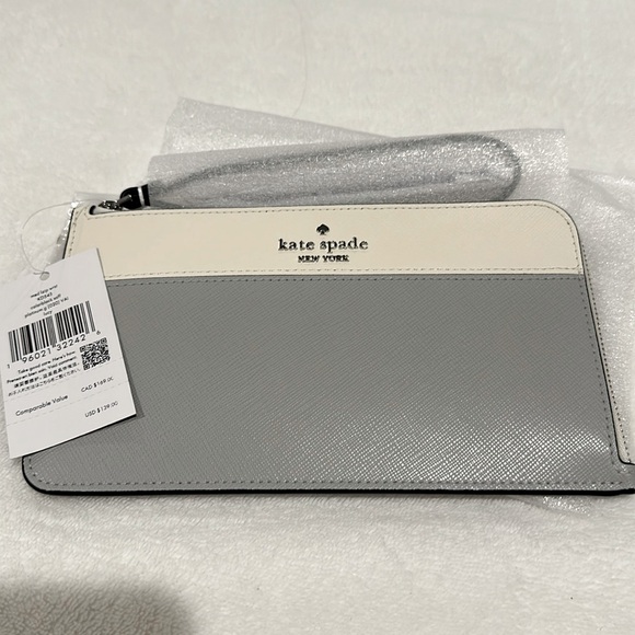 Kate Spade Lucy Medium L-Zip Wristlet, Platinum - Picture 2 of 10